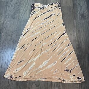 Fighting Eel Women's Strapless‎ Midi Dress Tie Dye Size L Modal Lycra Hawaii USA
